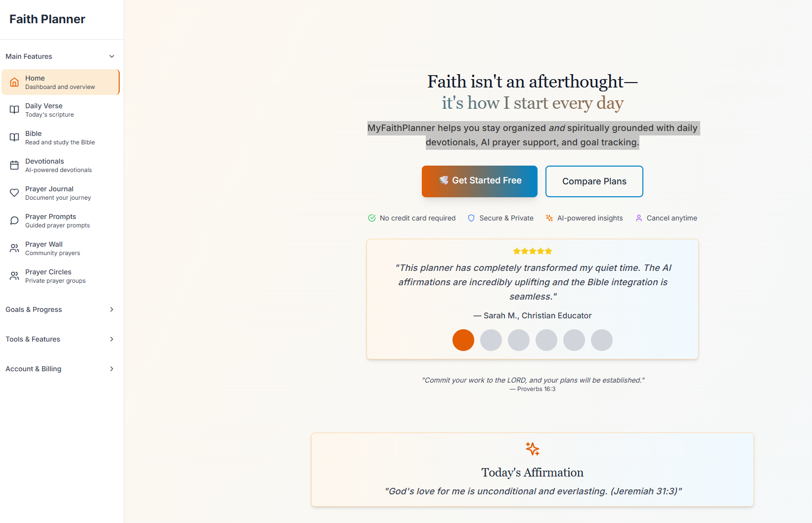 Faith Planner Website